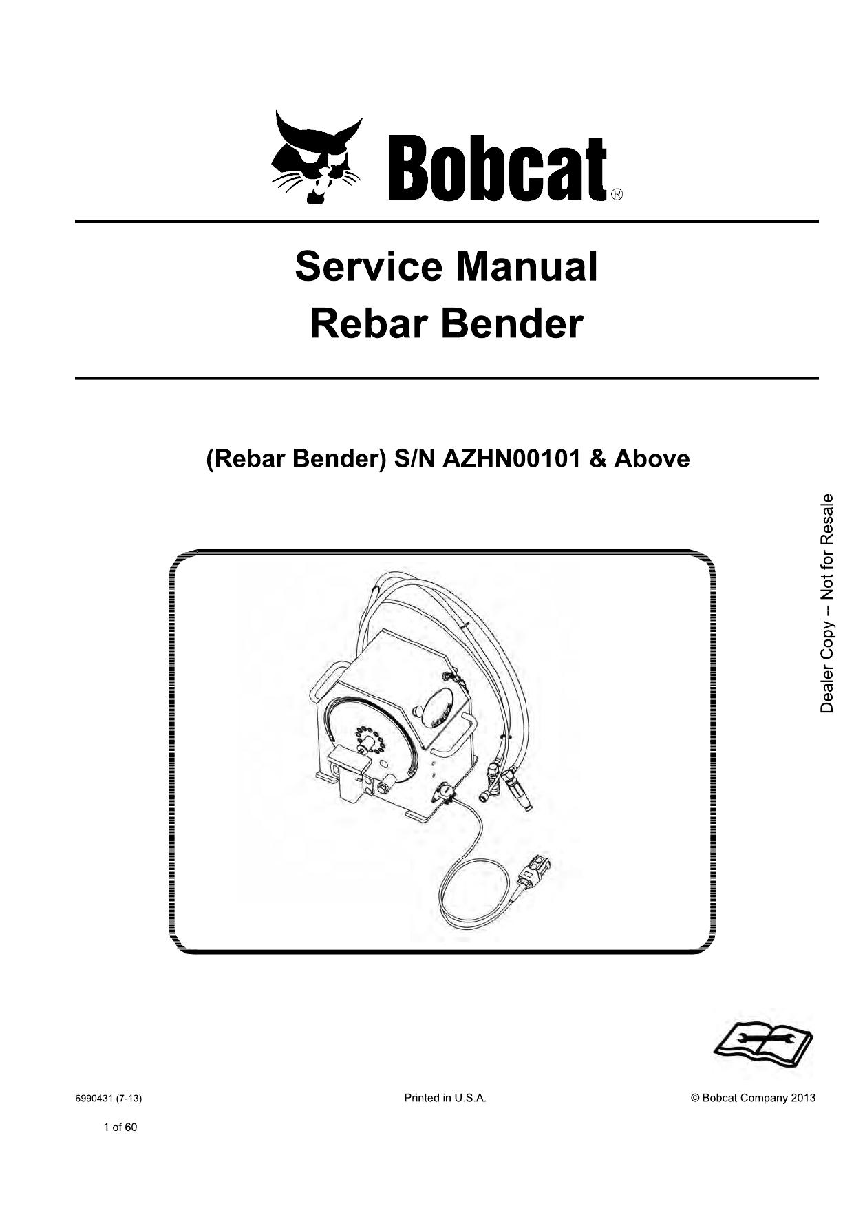 Rebar Bender Attachment Service Manual Bobcat